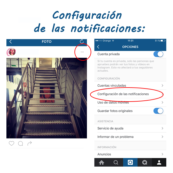 Configurar notificaciones instagram